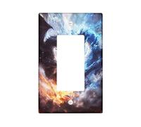 Dragon Battle - Placas de cubierta para interruptor de luz/cubiertas de toma, criaturas azules y negras para acentos de pared, placas de pared termoplásticas, balancín individual de tamaño estándar