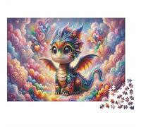 Dragón bebé arcoírisRompecabezas DIY De 1000 Piezas Cartón Nebulosa en Forma de corazón Mejora De La Memoria Familia, Actividad Indoor, Especial 52x38cm/1000pcs