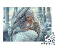 Dragón Blanco Arte Fantasía Puzzle de 1000 Piezas Papel para Adultos Estilo Palacio de Hielo Relajación Regalo Familiar 70x50cm/1000pcs