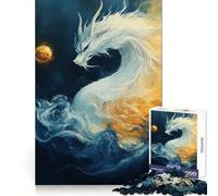 Dragón Blanco en Las Nubes para Adultos, Rompecabezas de 1000 Piezas, Ejercicio Mental, Escape Serio, Cierre Seguro, Regalo Ideal (38x26cm)