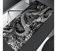 Dragón Blanco Negro Alfombrilla de Ratón,XXL 600x400x3mm Grande Mouse Pad,Base de Goma Antideslizante,Superficie Tela Fina,Mejora la precisión y la Velocidad Adecuada para Jugadores,PC y portátil