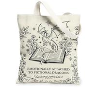 Dragon - Bolsa de lona para mujer, diseño de flores, color negro, lavable, reutilizable, ideas para compras, viajes, oficina, biblioteca, casual, 13 x 15 pulgadas