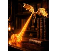Dragon Book Nook Light, 3D Printed Flying Fire-Breathing Bookshelf Decor