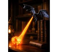 Dragon Book Nook Light, 3D Printed Flying Fire-Breathing Bookshelf Decor