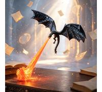 Dragon Bookshelf Nook Light, Fire Breathing Dragon Book Nook (#3,4.7*6.6in)