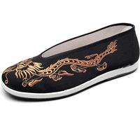 Dragón Bordado Tai Chi Artes Marciales Kung Fu Zapatos Unisex Tradicional Chino Antiguo Beijing Zapatos De Tela Antideslizantes Transpirables Suela De Goma Zapatos (Color : Gold, Size : 39 EU)