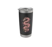 Dragon Cherry Blossom Style Tattoo Design Vaso térmico de acero inoxidable de doble pared