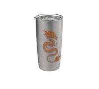 Dragón chino oscuro mística antigua oriental símbolo arte Vaso térmico de acero inoxidable de doble pared
