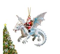 Dragon Christmas Ornaments 2D Santa Riding a Flying Dragon Decor