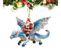 Dragon Christmas Ornaments | 2D Santa Riding Flying Dragon Decor | Christmas Tree Ornaments,for Holiday Home Wall Window Backpack Celebration Winter Seasonal Display