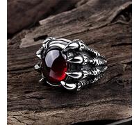 Dragon Claw Style Big Black Red Zircon Anillo De Temperamento Para Hombres Joyería,Rojo,8