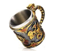 Dragon Coffee Mug - Gothic medieval Stein, Dragon Goblet Mug | Tankard medieval de acero inoxidable, cerveza gótica de fantasía Stein para café, whisky, té, campamento, Halloween, fiesta, bar, té