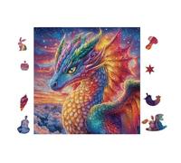 Dragón con alas arcoíris Rompecabezas 100 Piezas Cartón para Parejas Actividad Hacer En Grupo Ejercicio Mental para Reyes Magos Detalle Cumpleaños 28x28cm