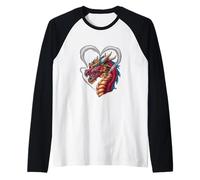 Dragón con humo en forma de corazón Camiseta Manga Raglan