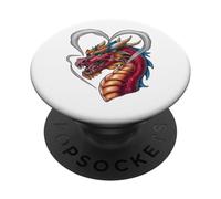 Dragón con humo en forma de corazón PopSockets PopGrip Adhesivo