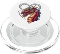 Dragón con humo en forma de corazón PopSockets PopGrip para MagSafe