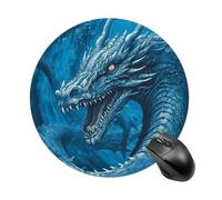 Dragon Cool Blue - Alfombrilla redonda para mouse pequeña, impermeable, antideslizante, de goma, para juegos, decoración del hogar, oficina, accesorios de escritorio, 7.8 x 7.8 pulgadas