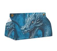 Dragon Cool Blue - Caja de pañuelos de piel, impermeable, rectangular, dispensador de pañuelos para baño, sala de estar, cocina, oficina