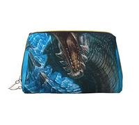 Dragon Cool - Bolsa de cosméticos de cuero azul con cremallera, estuche organizador de artículos de tocador, almacenamiento de belleza, color, 5.0cm*10.5cm*20.5cm, Estuche para lápices