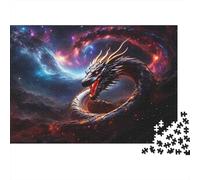 Dragón Cósmico Fantasía Color Vibrante Rompecabezas de 1000 Piezas para Adultos Dragón Cósmico en Cielo de Nebulosa Premium Robusto Desafiante Alivio del Estrés 38x26cm/1000pcs