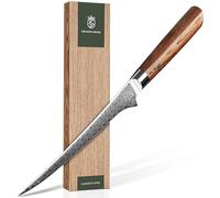 Dragon Cr uchillo Deshuesador 19 cm, Acero Damasco, Cuchillo de Precisión para Carne y Pescado, Mango Ergonómico de Madera, Ideal para Preparación en Cocina