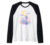Dragón Cristal Luna Creciente Kawaii Goth Camiseta Manga Raglan