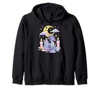 Dragón Cristal Luna Creciente Kawaii Goth Sudadera con Capucha