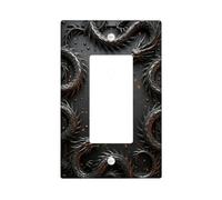 Dragon - Cubierta para interruptor de luz basculante individual, diseño gótico de fantasía, sin fuego, de plástico negro, tamaño estándar, placas de interruptor de pared para nuevo apartamento, hogar