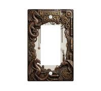 Dragon - Cubierta para interruptor de luz basculante individual, Steampunk, reloj de engranajes industriales otoñales, bronce, plástico, tamaño estándar, placa decorativa para sala de estar
