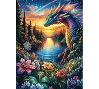 Dragon Dans la forêt au Coucher de Soleil Puzzle 1000 Piezas Cartón Grueso para Adultos Y Adolescentes Mitos Animal Planta Ocio Doméstico Terapia Relajación Mejor Valorado Idea De Regalo 1000 PCS