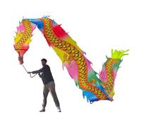 Dragón de Baile para Ejercicios al Aire Libre, Cinta de Seda Tela Danza del dragón con Cabeza , 6-10 m, Multicolor(E,8m/26ft)