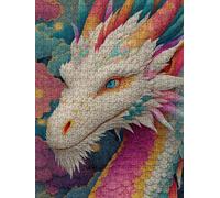 DragóN De Color Puzzle 1000 Piezas, Rompecabezas Adultos Puzzle, 3D Un Rompecabezas, Desafiante Puzzles de Decoración Juego de, Juego Educativo para Toda la Familia, para Regalo Decoración FNKL7-120