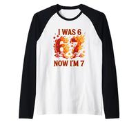 Dragón de cumpleaños de 7 años tenía 6 años Ahora Tengo 7 67 Divertido para niños Camiseta Manga Raglan