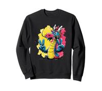 Dragón de Dibujos Animados Doble Paz Retro Pop gráfico Signo Gesto Sudadera