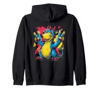 Dragón de Dibujos Animados Doble Paz Retro Pop gráfico Signo Gesto Sudadera con Capucha