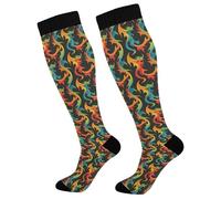 Dragón De Fuego Arcoíris Calcetines Altos Largos Adultos Calcetines De Viaje Socks Para Senderismo Atletismo Circulación Varicosas 1 Par 50Cm
