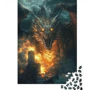 Dragón de Fuego Ciudad Noche Oscura Puzzle de 1000 Piezas Puzzle para Adultos Vista Nocturna Puzzle para Toda la Familia Relajante Decoración Regalo 52x38cm/1000pcs