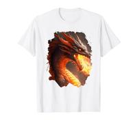 dragón de Fuego Criatura mística dragón de Fuego fantasía Camiseta gráfica económica, Hombre, Blanco, XL
