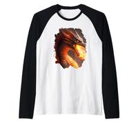 dragón de Fuego Criatura mística dragón de Fuego fantasía Camiseta Manga Raglan
