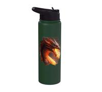 dragón de fuego criatura mística dragón de fuego fantasía Stainless Steel Insulated Water Bottle