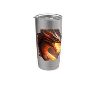 dragón de fuego criatura mística dragón de fuego fantasía Vaso térmico de acero inoxidable de doble pared