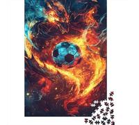 Dragón de Fuego Fútbol Arte Fantasía Puzzle de 1000 Piezas Papel para Adultos Relajación Decoración Hogar Regalo Puzzle para Toda la Familia 52x38cm/1000pcs