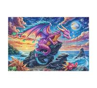 Dragón de Llama Azul Puzzle 1000 Piezas Decoración Moderna Happy Time Rompecabezas para Adultos 3D DIY Creativo Desafío Intelectual Juguete Educativo 1000 PCS
