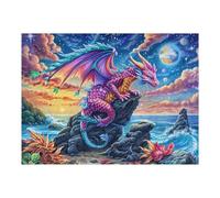 Dragón de Llama Azul Puzzles 500 Piezas Juguete Educativo 3D Happy Time Rompecabezas Familiar para Toda La Familia Entretenimiento Creativo Decorativo 500 PCS