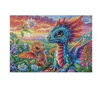Dragón de Llama Colorida Puzzle 300 Piezas Colorido Vibrante Happy Time Rompecabezas para Adultos Obra De Arte Familiar Estera Portátil DIY Creativo 300 PCS