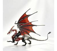 Dragón de metal 3D, kit de modelo de dragón de metal, rompecabezas de metales de dragones ardientes 3D, miniatura acabada para adultos, rompecabezas mecánico de animales (rojo)