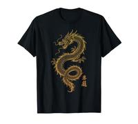 Dragón De Oro Arte del Tatuaje Japonés Kanji Criatura Mí Camiseta