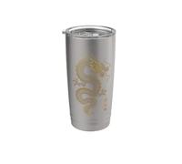 Dragón De Oro Arte Del Tatuaje Japonés Kanji Criatura Mí Vaso térmico de acero inoxidable de doble pared