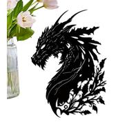 Dragon Decor - Decoración medieval de metal negro impermeable, arte de pared de metal, para uso diario, interior, dormitorio, sala de estar, baño, oficina, dormitorio, apartamento, puerta, Halloween