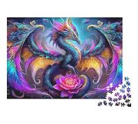 Dragón del Arco Iris Extra Thick Cardboard Decoración Phoenix Lotus Jigsaw Puzzle Adults Age 12 Up Brain Training Activity Ideal Gift for Teen Puzzle Lovers 12 18 Years 38x26cm/1000pcs